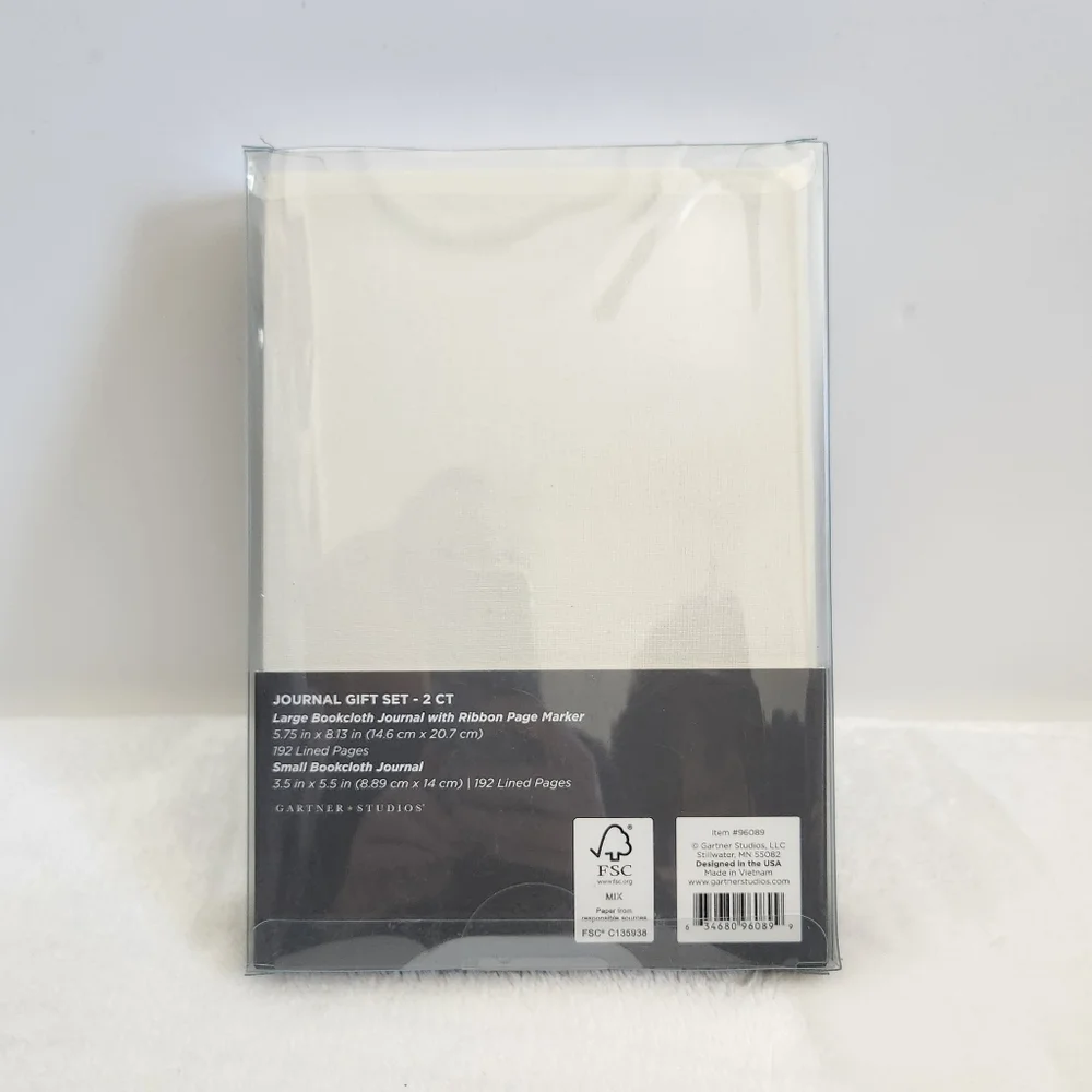 Gartner Studios Cream Gray Gold Bookcloth Journal 2 Piece Gift Set NWT